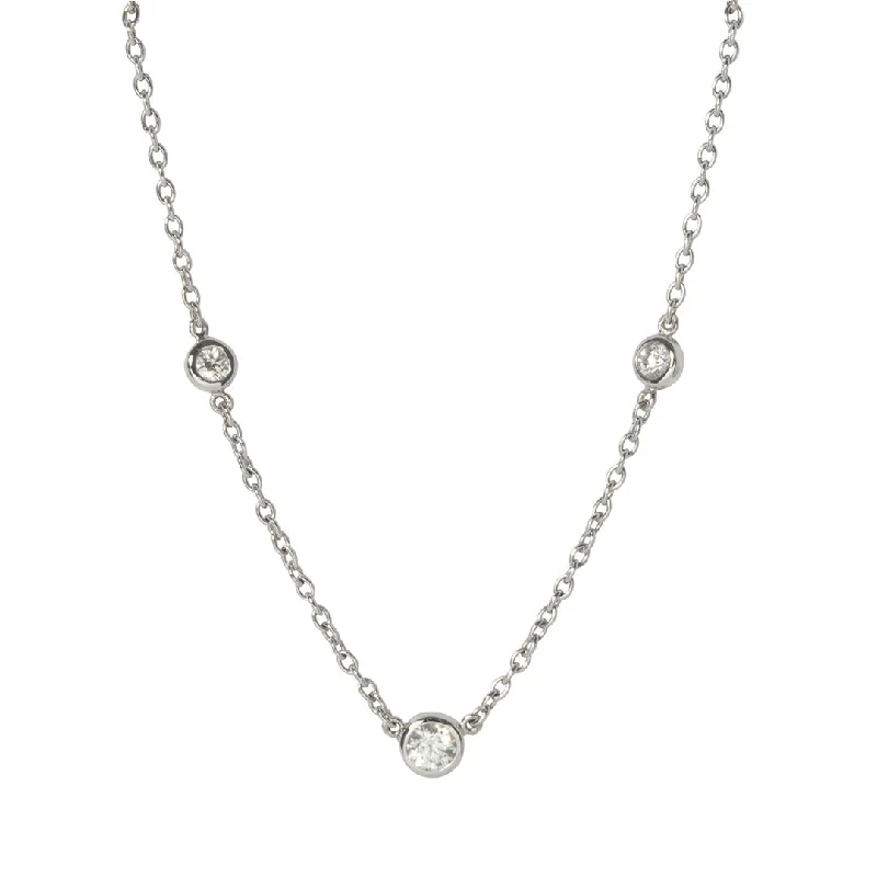 Celebrate Every Occasion With Sparkling Savings .36ct Diamond by the Yard 3 Station 14K White Gold Necklace Celebrate Every Occasion With Sparkling Savings .36ct Diamond by the Yard 3 Station 14K White Gold Necklace