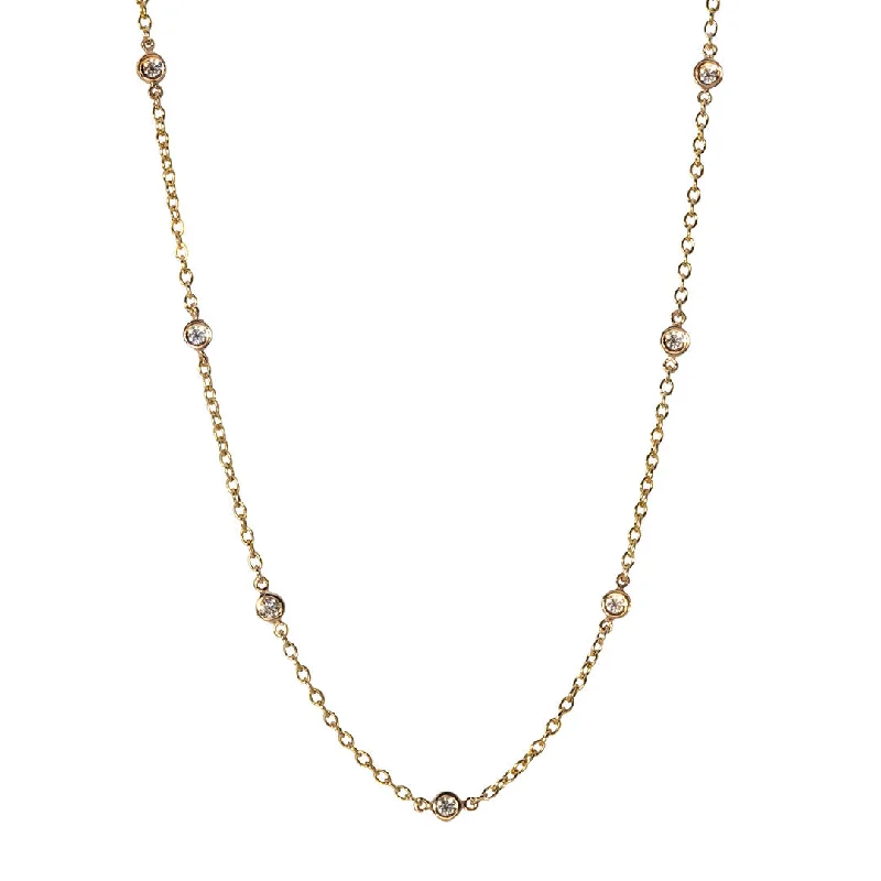 Get The Jewelry You Love At A Price You Love .80ct Diamond by the Yard 14 Station 14K Yellow Gold Necklace Get The Jewelry You Love At A Price You Love .80ct Diamond by the Yard 14 Station 14K Yellow Gold Necklace