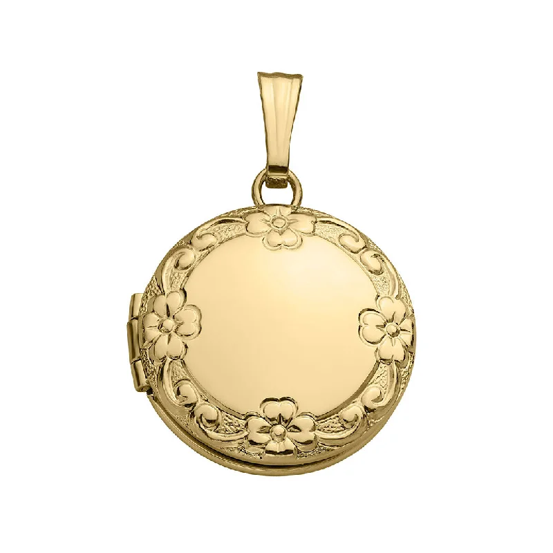 Elegant Jewelry Styles At Budget-Friendly Prices 14K Gold Filled Floral 13mm Round Locket Necklace