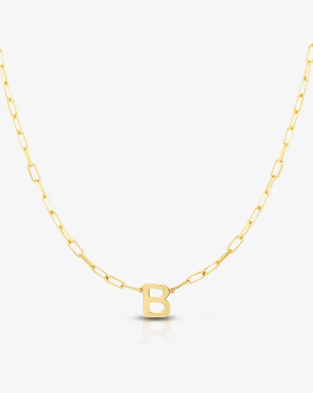 Handcrafted Beauty At Affordable Prices Block Initial + Link Chain Necklace