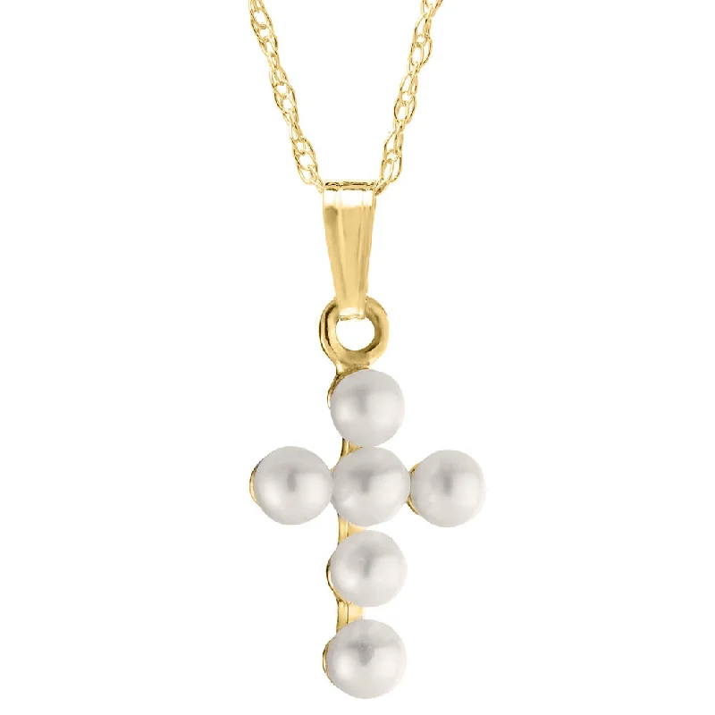 The Perfect Jewelry Piece At The Perfect Price Child 14K Yellow Gold Pearl Cross Pendant Necklace The Perfect Jewelry Piece At The Perfect Price Child 14K Yellow Gold Pearl Cross Pendant Necklace