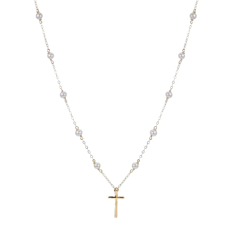 High-End Jewelry, Now More Affordable Than Ever Child 4mm Freshwater Pearl Station 14K Yellow Gold Cross Necklace High-End Jewelry, Now More Affordable Than Ever Child 4mm Freshwater Pearl Station 14K Yellow Gold Cross Necklace
