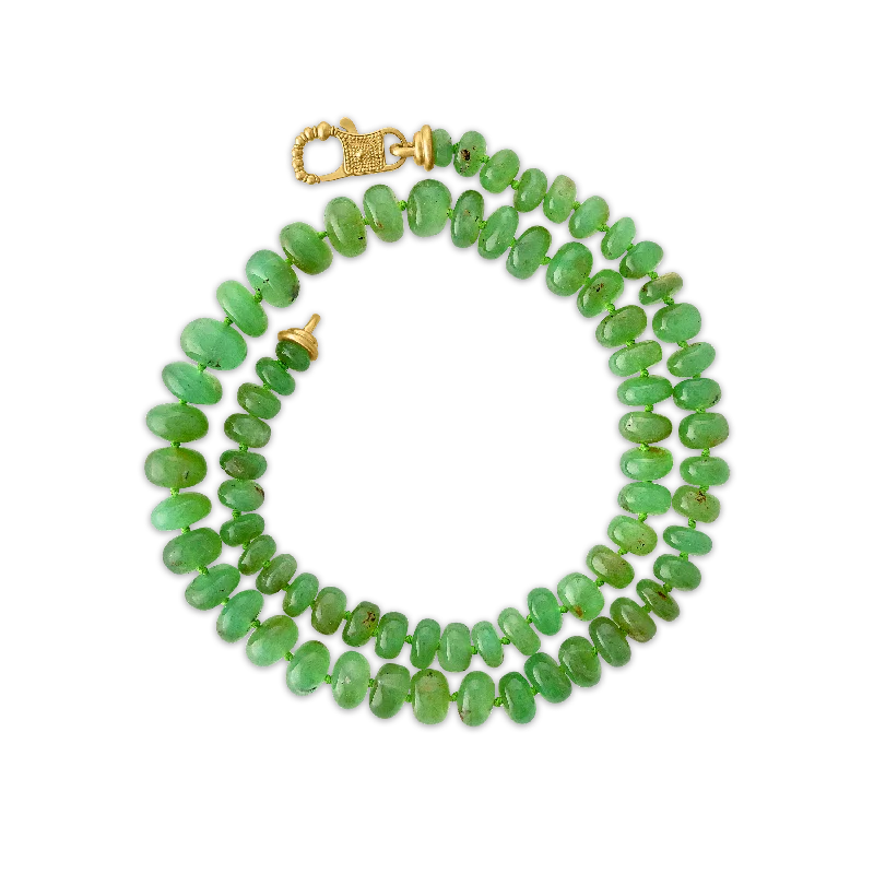 Stunning Statement Jewelry, Unbeatable Discounts Chrysoprase Strand with Fibula Clasp Stunning Statement Jewelry, Unbeatable Discounts Chrysoprase Strand with Fibula Clasp