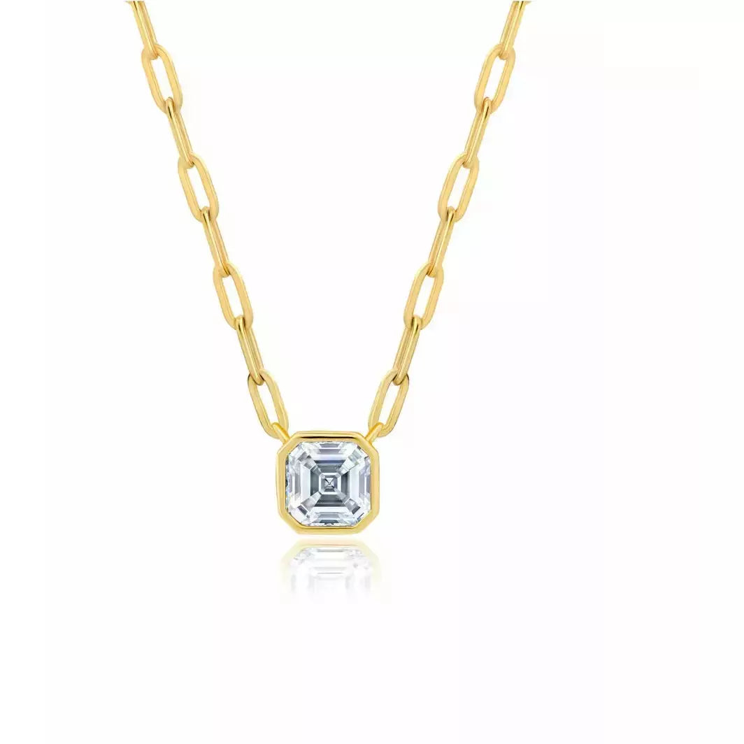 Seasonal Jewelry Sale – Upgrade Your Collection CRISLU SOLITAIRE BEZEL SET ASSCHER STONE PAPERCLIP STYLE CHAIN Seasonal Jewelry Sale – Upgrade Your Collection CRISLU SOLITAIRE BEZEL SET ASSCHER STONE PAPERCLIP STYLE CHAIN