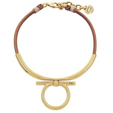 Elegant Jewelry, Exclusive Prices – Shop Now CXC  Geo Pendant on Leather Cord-Gold