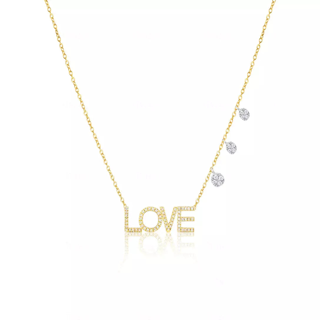 Your Perfect Accessory Now At The Best Price Meira T Yellow Gold and Diamond LOVE Plate Necklace Your Perfect Accessory Now At The Best Price Meira T Yellow Gold and Diamond LOVE Plate Necklace