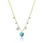 Delicate Crystal Jewelry For Sophisticated Charm Meira T Delicate Turquoise Tiny Heart with  Diamond Charms