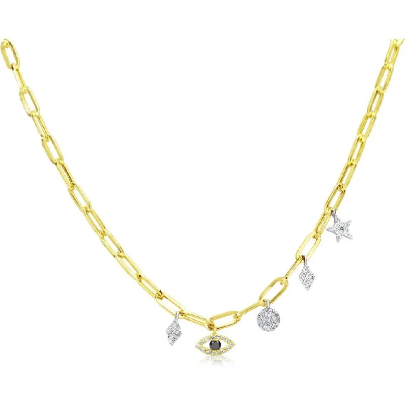 Luxury Jewelry Now At Special Promotional Rates Meira T Sapphire Evil Eye Diamond Necklace with Gold Paperclip Chain Luxury Jewelry Now At Special Promotional Rates Meira T Sapphire Evil Eye Diamond Necklace with Gold Paperclip Chain