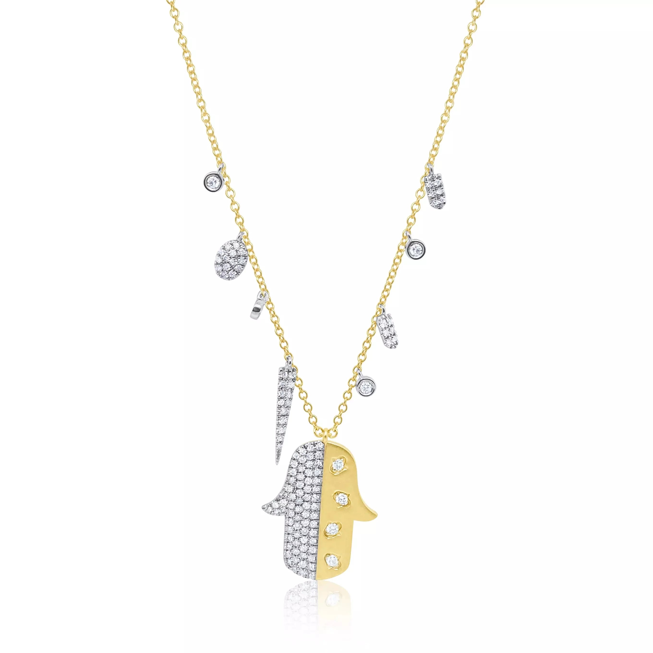 Seasonal Jewelry Clearance – Best Styles At The Lowest Prices Meira T Yellow Gold and Diamond Hamsa with Diamond Charms Seasonal Jewelry Clearance – Best Styles At The Lowest Prices Meira T Yellow Gold and Diamond Hamsa with Diamond Charms