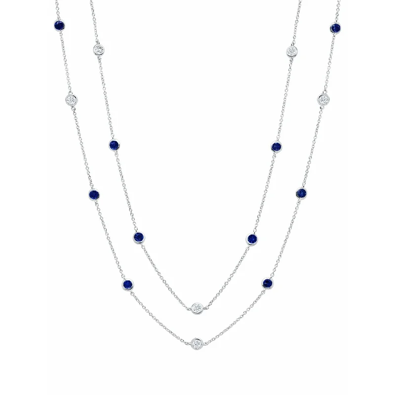Premium Jewelry At Special Low Prices For A Limited Time Crislu Bezel 36" Necklace with Clear and Sapphire CZ Finished in Pure Platinum Premium Jewelry At Special Low Prices For A Limited Time Crislu Bezel 36" Necklace with Clear and Sapphire CZ Finished in Pure Platinum