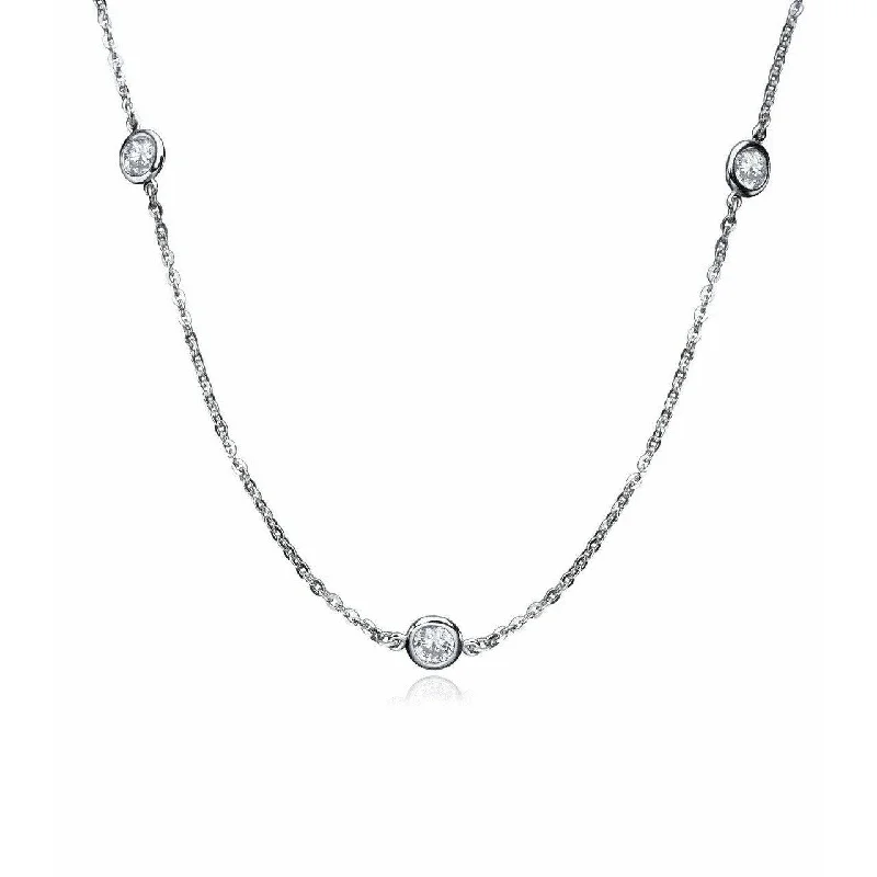 Trending Jewelry Styles Now At Limited-Time Discounts Crislu Cubic Zirconia 5 Station Bezel Necklace - Sterling silver Platinum - .35 cttw Trending Jewelry Styles Now At Limited-Time Discounts Crislu Cubic Zirconia 5 Station Bezel Necklace - Sterling silver Platinum - .35 cttw
