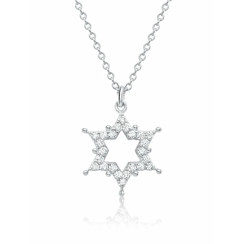 Shop Dazzling Jewelry With Special Promotional Discounts CRISLU Motif Star of David Pendant Necklace finished in Pure Platinum Shop Dazzling Jewelry With Special Promotional Discounts CRISLU Motif Star of David Pendant Necklace finished in Pure Platinum