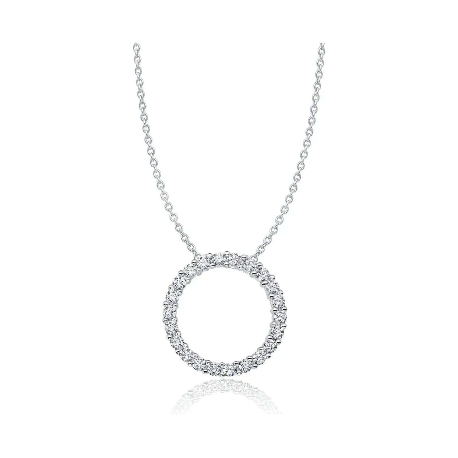 Personalized Jewelry At Special Discount Rates CRISLU Open Pave Circle Necklace In Pure Platinum