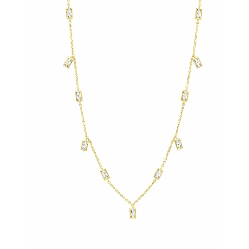 Limited-Time Offer On Elegant Jewelry Pieces Crislu Prism Baguette 16" Necklace finished in 18KT Gold Finish Limited-Time Offer On Elegant Jewelry Pieces Crislu Prism Baguette 16" Necklace finished in 18KT Gold Finish