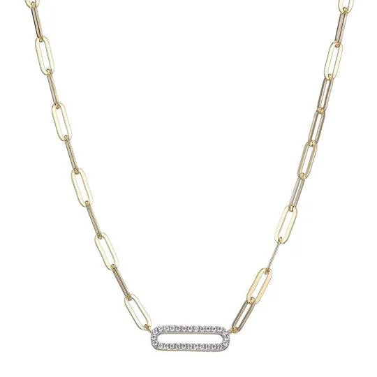 Discounted Luxury Jewelry – Shine Without The Splurge CZ Gold Plated Silver Paperclip Chain Necklace Discounted Luxury Jewelry – Shine Without The Splurge CZ Gold Plated Silver Paperclip Chain Necklace