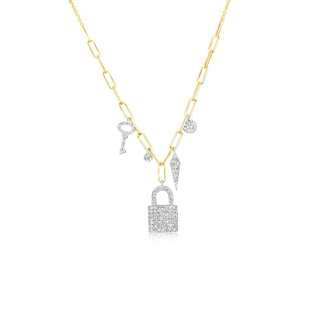 Gorgeous Jewelry, Limited-Time Savings Meira T Diamond Padlock Chunky Necklace Paperclip Chain Gorgeous Jewelry, Limited-Time Savings Meira T Diamond Padlock Chunky Necklace Paperclip Chain