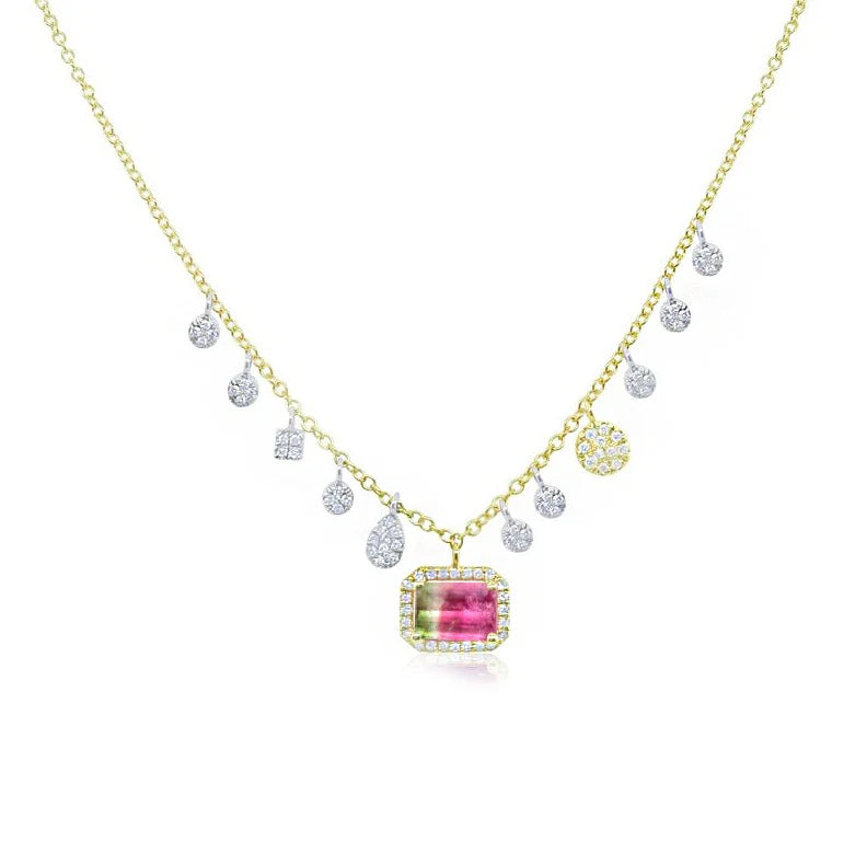 Stunning Jewelry At A Fraction Of The Price Meira T Yellow Gold Watermelon Tourmaline and Diamond Necklace Stunning Jewelry At A Fraction Of The Price Meira T Yellow Gold Watermelon Tourmaline and Diamond Necklace