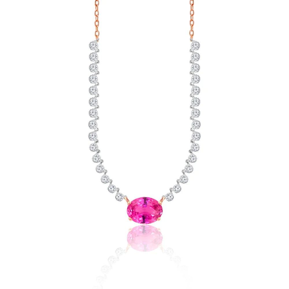 Exclusive Gemstone Jewelry At Special Prices Meira T Diamond Necklace with Pink Sapphire Exclusive Gemstone Jewelry At Special Prices Meira T Diamond Necklace with Pink Sapphire