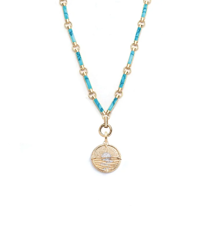 Limited Stock On Premium Jewelry At Low Prices New Beginnings : Element Chain Turquoise Clockweight Necklace Limited Stock On Premium Jewelry At Low Prices New Beginnings : Element Chain Turquoise Clockweight Necklace