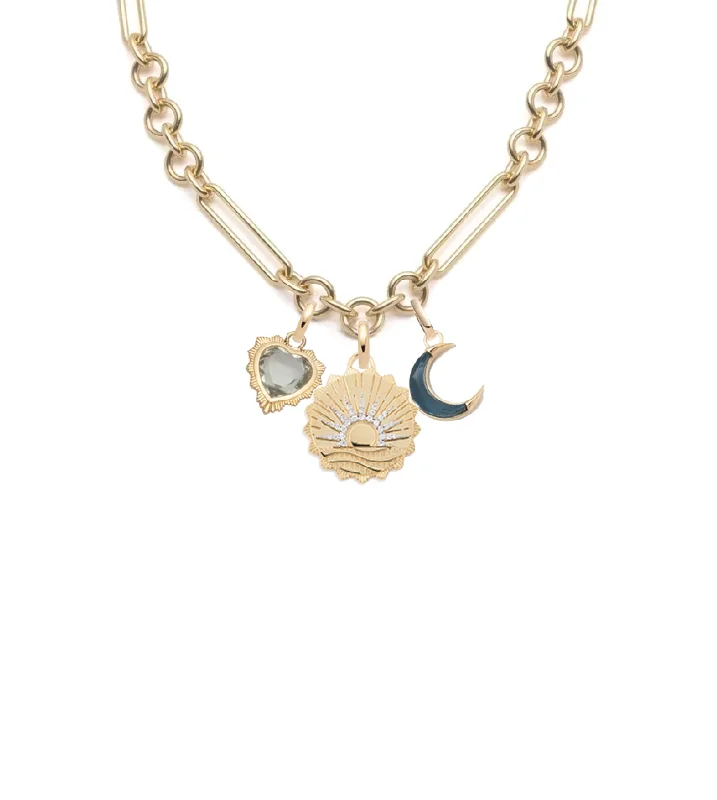 Bohemian-Inspired Jewelry For Free-Spirited Fashion New Beginnings, Gemstone Heart & Gemstone Cresent : Midsized Mixed Clip Necklace Bohemian-Inspired Jewelry For Free-Spirited Fashion New Beginnings, Gemstone Heart & Gemstone Cresent : Midsized Mixed Clip Necklace