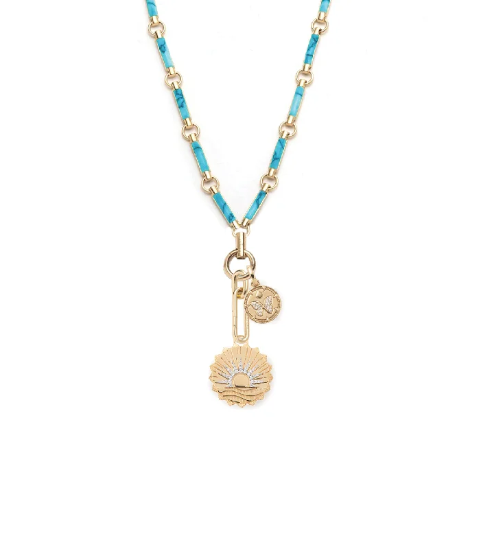 Premium Diamond Jewelry For Unforgettable Moments New Beginnings & Reverie : Drop Element Chain Necklace Turquoise Premium Diamond Jewelry For Unforgettable Moments New Beginnings & Reverie : Drop Element Chain Necklace Turquoise