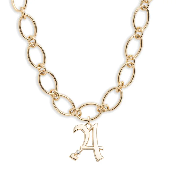 Eco-Friendly Sustainable Jewelry For Conscious Buyers Oversized Initial : Oval Link Chain Necklace Eco-Friendly Sustainable Jewelry For Conscious Buyers Oversized Initial : Oval Link Chain Necklace