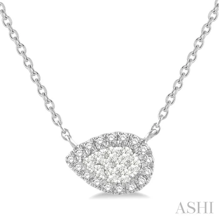Premium Jewelry, Premium Discounts – Act Fast PEAR SHAPE EAST-WEST HALO LOVEBRIGHT ESSENTIAL DIAMOND PENDANT