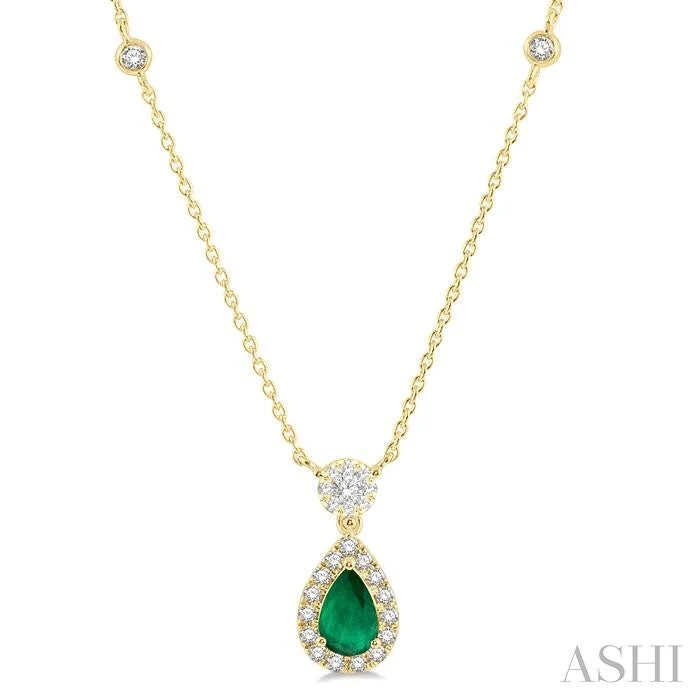 Handmade Pearl Jewelry For Timeless Elegance PEAR SHAPE GEMSTONE & HALO LOVEBRIGHT DIAMOND NECKLACE Handmade Pearl Jewelry For Timeless Elegance PEAR SHAPE GEMSTONE & HALO LOVEBRIGHT DIAMOND NECKLACE