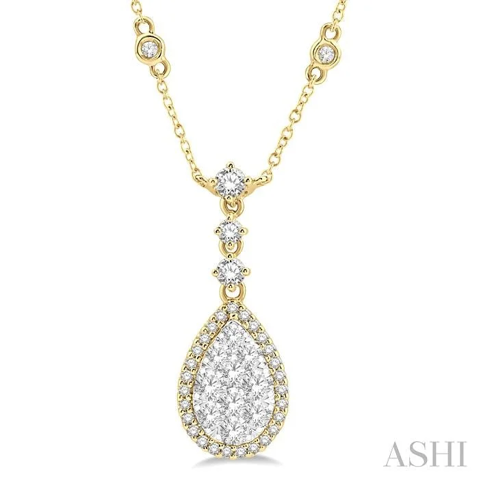 Clearance Sale On High-End Jewelry Collections PEAR SHAPE HALO LOVEBRIGHT DIAMOND NECKLACE