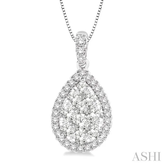 Flash Sale On Stunning Jewelry – Don't Miss Out PEAR SHAPE HALO LOVEBRIGHT ESSENTIAL DIAMOND PENDANT