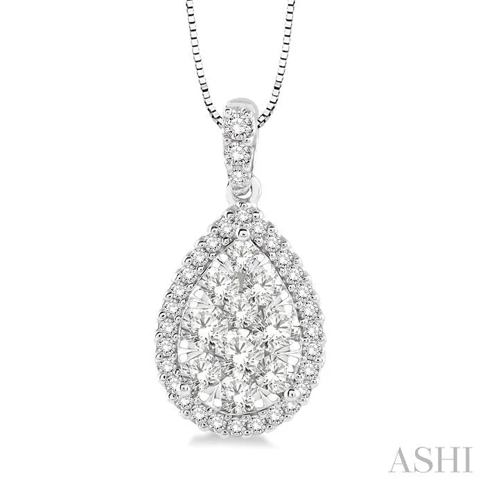 Bestselling Jewelry At Special Promotional Rates PEAR SHAPE HALO LOVEBRIGHT ESSENTIAL DIAMOND PENDANT Bestselling Jewelry At Special Promotional Rates PEAR SHAPE HALO LOVEBRIGHT ESSENTIAL DIAMOND PENDANT