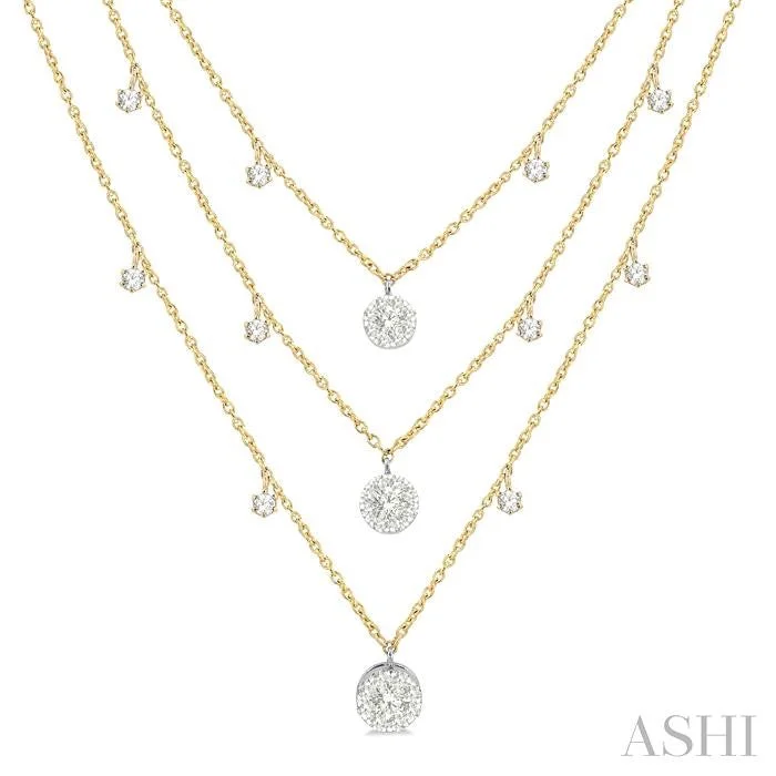 Customized Silver Jewelry For Unique Style ROUND SHAPE LOVEBRIGHT DIAMOND LAYERED NECKLACE Customized Silver Jewelry For Unique Style ROUND SHAPE LOVEBRIGHT DIAMOND LAYERED NECKLACE