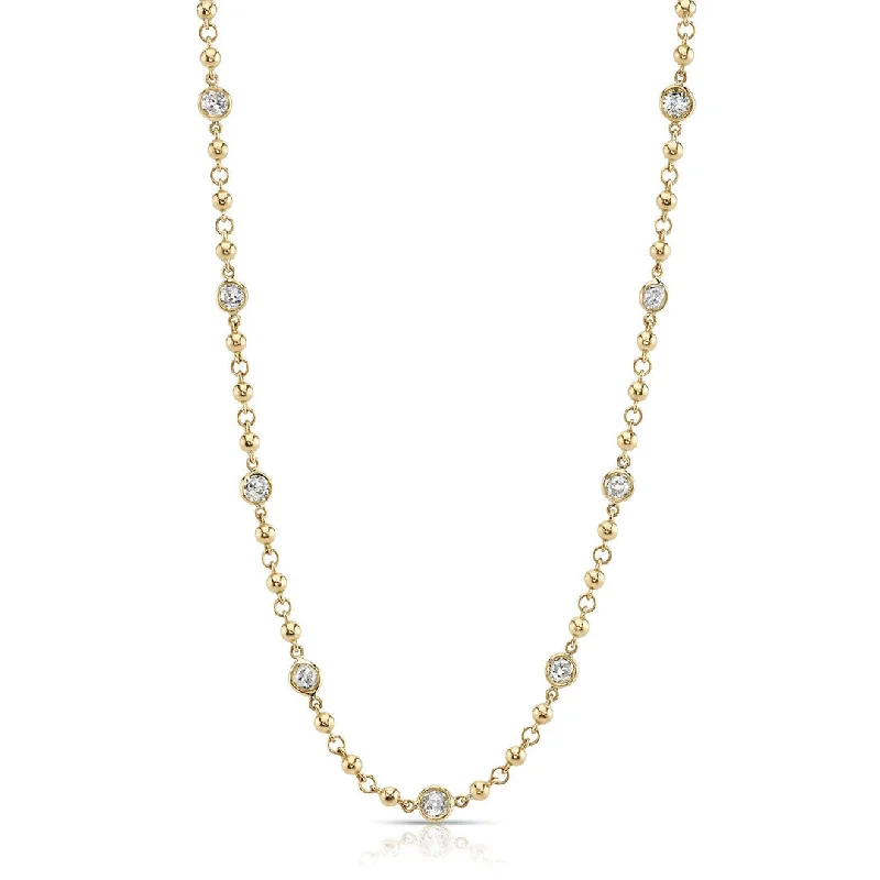 Affordable Luxury Jewelry For Every Occasion Single Stone Diamond Rosary Chain Necklace 17″ Affordable Luxury Jewelry For Every Occasion Single Stone Diamond Rosary Chain Necklace 17″