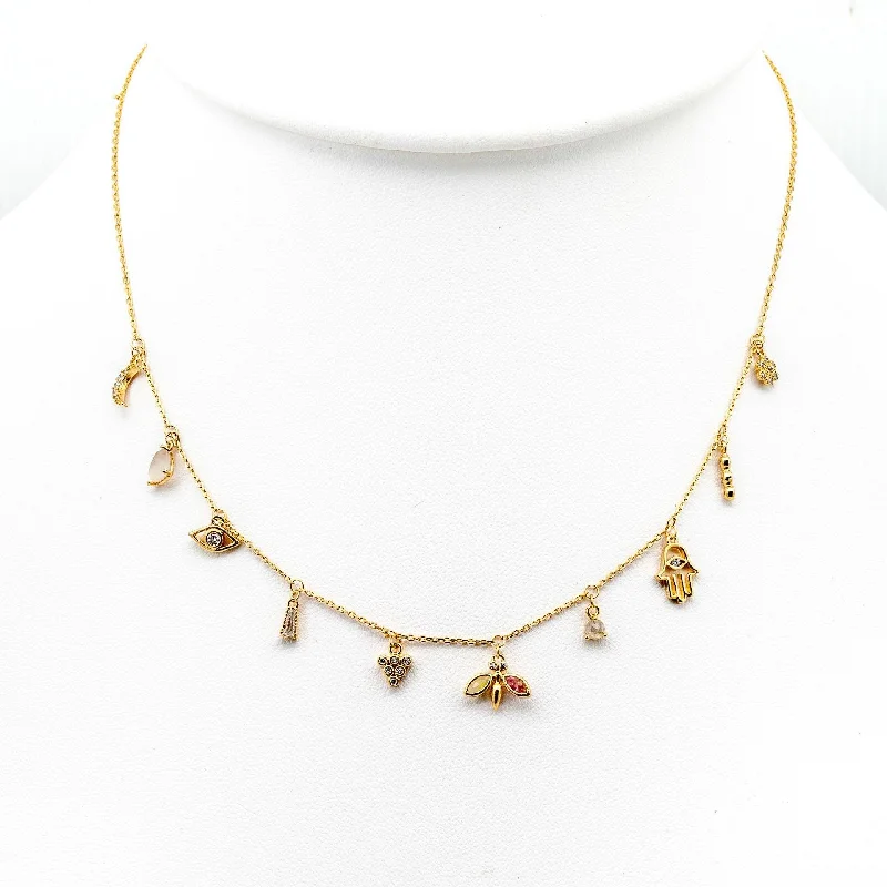 Modern Statement Jewelry For Bold Styling TAI Hamsa Gold Charm Necklace