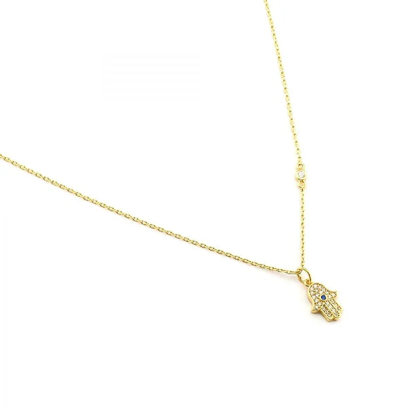 Waterproof Stainless Steel Jewelry For Lasting Beauty TAI Hamsa Pave Pendant -Gold