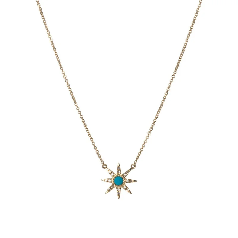 Flash Sale On Exquisite Jewelry – Don't Miss Out Turquoise & Diamond Starburst 14K Gold Pendant Necklace Flash Sale On Exquisite Jewelry – Don't Miss Out Turquoise & Diamond Starburst 14K Gold Pendant Necklace