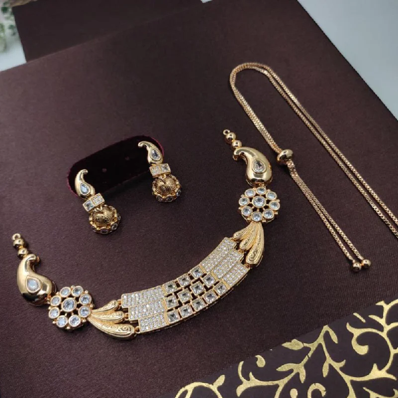Shop Jewelry That Shines Without The High Price Aamrapali Gold Plated AD Necklace Set Shop Jewelry That Shines Without The High Price Aamrapali Gold Plated AD Necklace Set