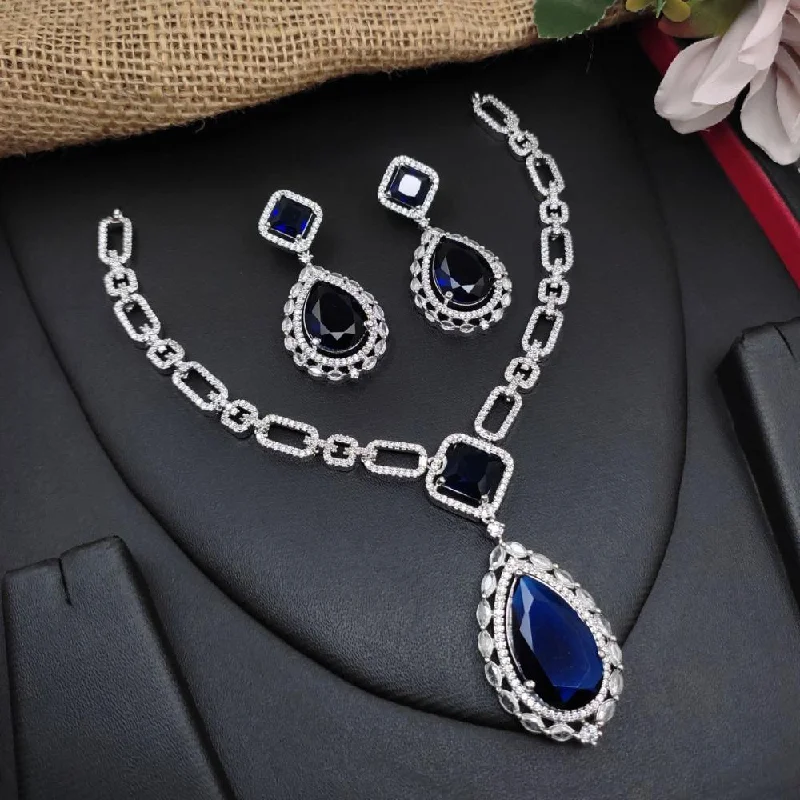 Breathtaking Jewelry, Breathtaking Prices Aamrapali Silver Plated AD Necklace Set