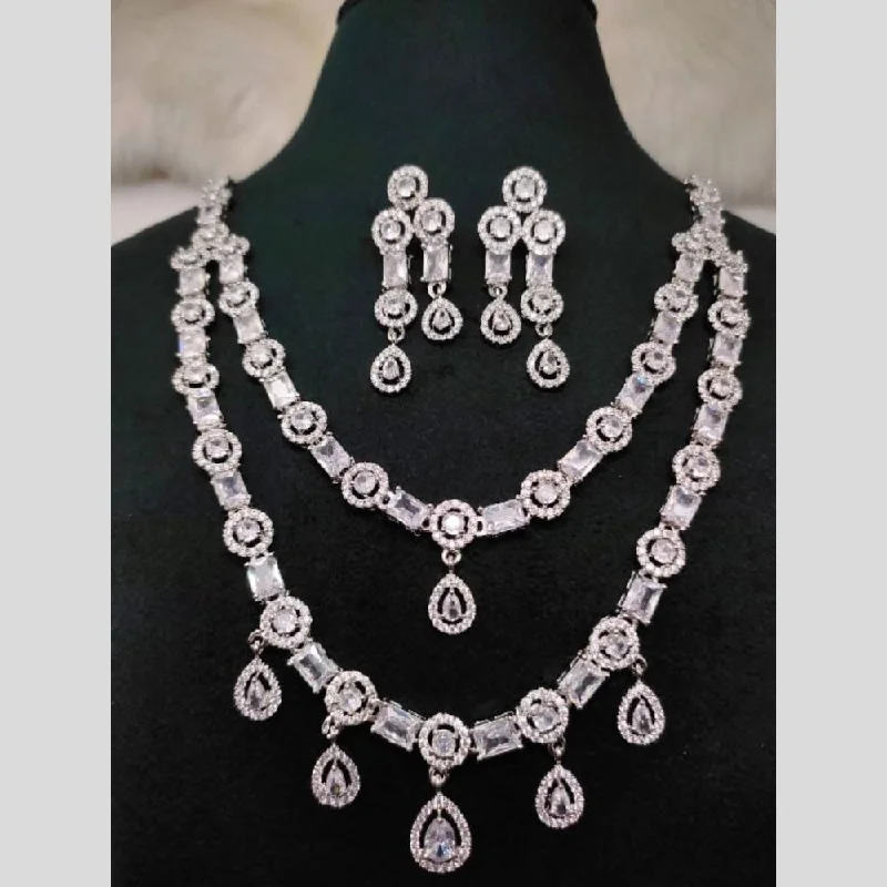 Elegant Jewelry Pieces At Unbelievable Prices Aamrapali Silver Plated AD Necklace Set Elegant Jewelry Pieces At Unbelievable Prices Aamrapali Silver Plated AD Necklace Set