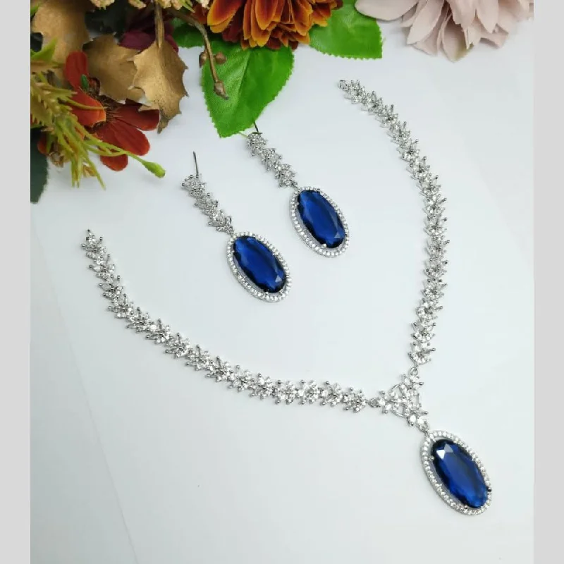Clearance Sale On High-End Jewelry Collections Aamrapali Silver Plated Austrian Stone Necklace Set Clearance Sale On High-End Jewelry Collections Aamrapali Silver Plated Austrian Stone Necklace Set