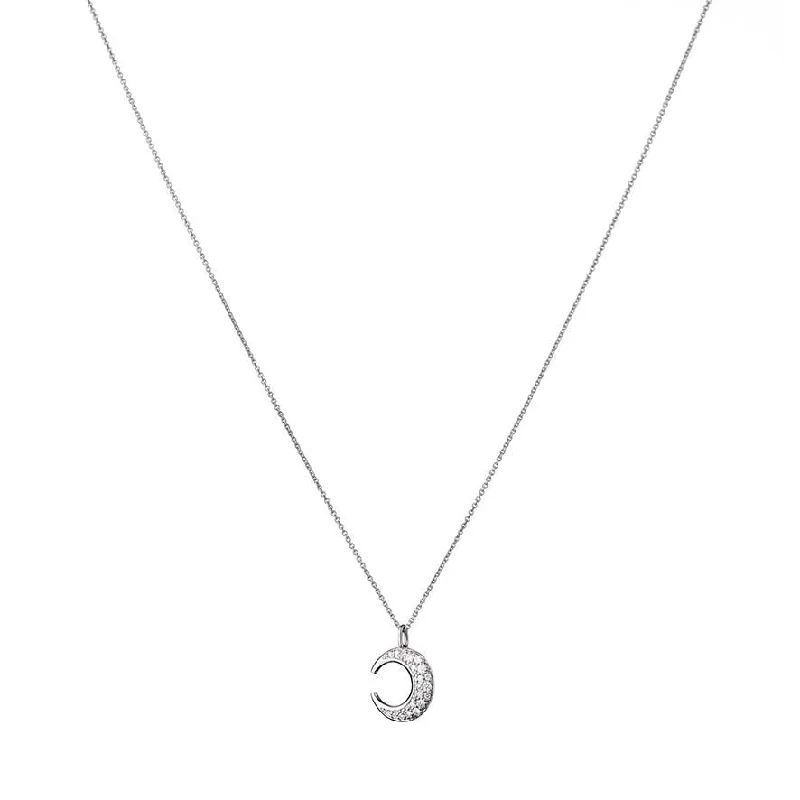 Special Deals On Handcrafted And Designer Jewelry Lunar Pavé 18K Whitegold Pendant w. Diamonds