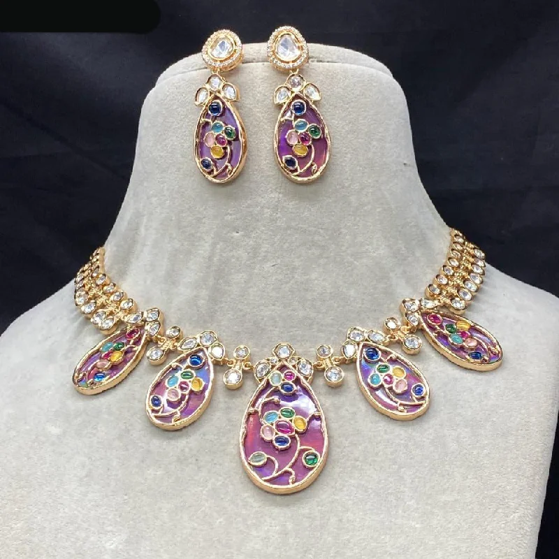 Elegant Jewelry Styles At Budget-Friendly Prices Amoliya Jewels Gold Plated Polki Kundan Necklace Set Elegant Jewelry Styles At Budget-Friendly Prices Amoliya Jewels Gold Plated Polki Kundan Necklace Set