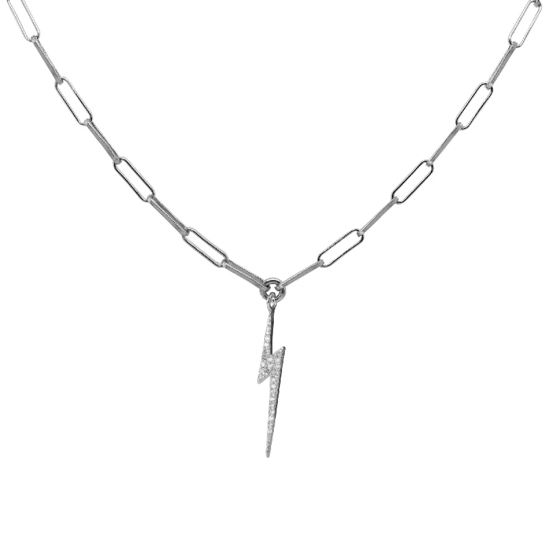 Huge Savings On Timeless Jewelry Collections Bolt Oxidized Silver Necklace w. Diamond Huge Savings On Timeless Jewelry Collections Bolt Oxidized Silver Necklace w. Diamond