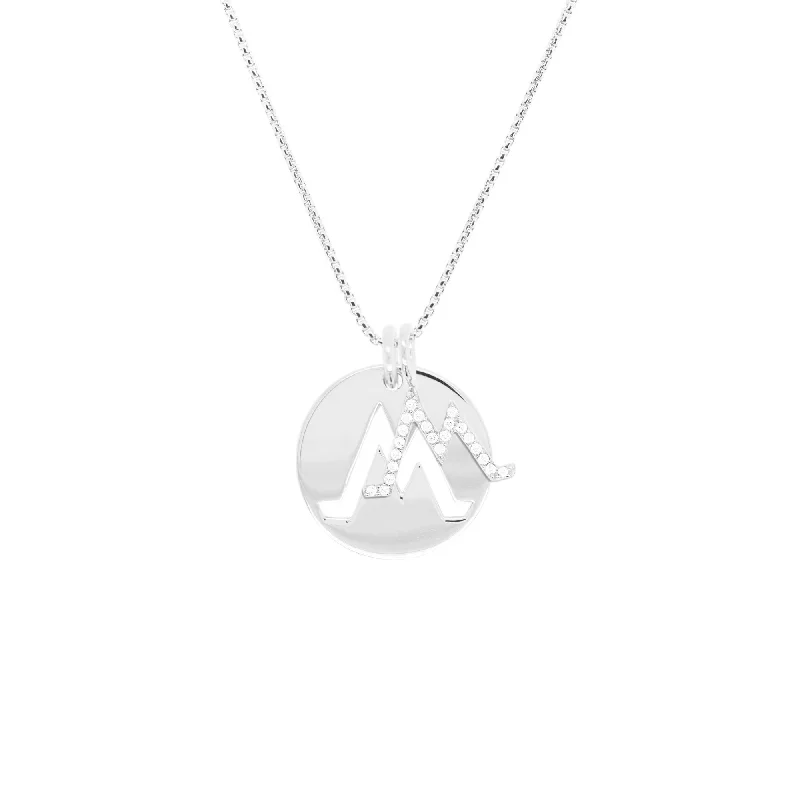 Fashion-Forward Geometric Jewelry For Contemporary Style Double Charm Earth Silver Necklace w. Zirconia