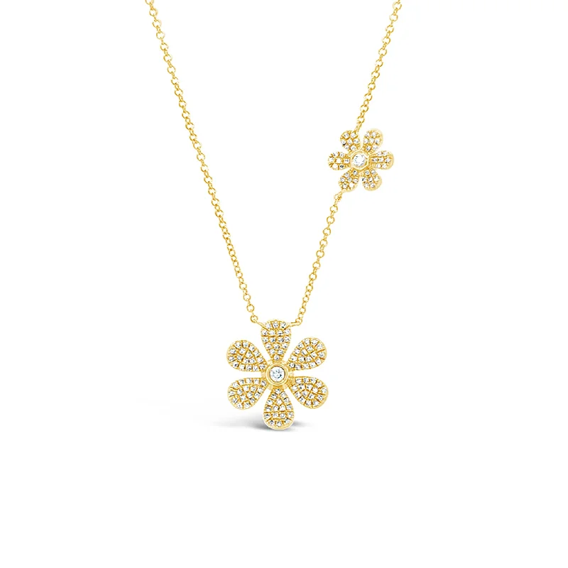 Premium Jewelry Now Available At Special Discounts Pave Diamond Double Daisy Necklace Premium Jewelry Now Available At Special Discounts Pave Diamond Double Daisy Necklace