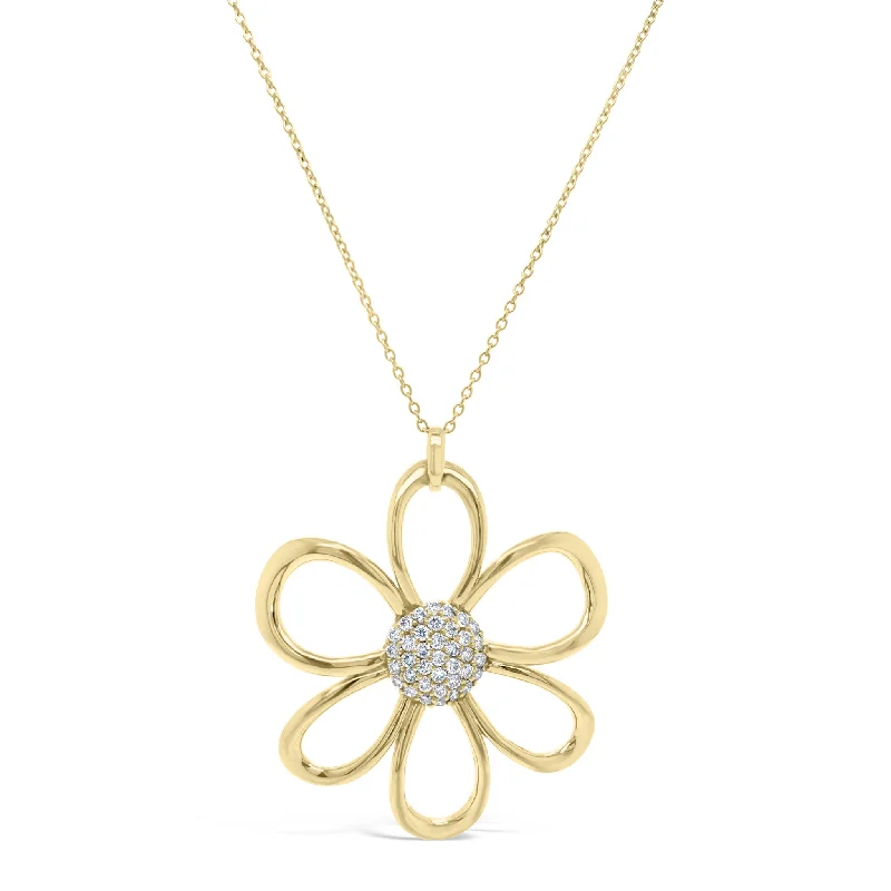 Waterproof Stainless Steel Jewelry For Lasting Beauty Diamond Open Daisy Pendant Necklace Waterproof Stainless Steel Jewelry For Lasting Beauty Diamond Open Daisy Pendant Necklace