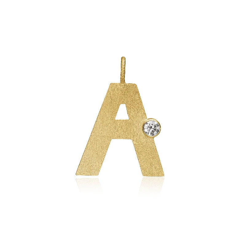 Luxury Jewelry Sale – Sparkle For Less Letter A 18K Gold Pendant w. Diamond