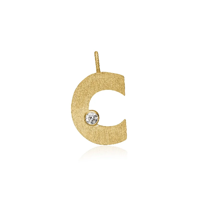 Personalized Jewelry At Special Discount Rates Letter C 18K Gold Pendant w. Diamond Personalized Jewelry At Special Discount Rates Letter C 18K Gold Pendant w. Diamond