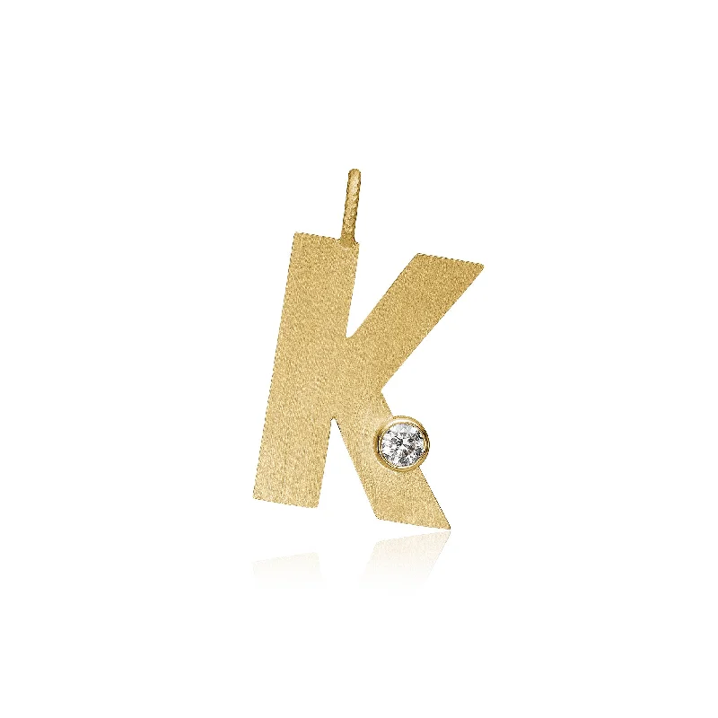Limited Stock On Premium Jewelry At Low Prices Letter K 18K Gold Pendant w. Diamond Limited Stock On Premium Jewelry At Low Prices Letter K 18K Gold Pendant w. Diamond