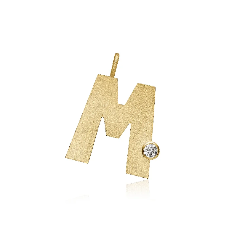 Get The Best Deals On Timeless Jewelry Pieces Letter M 18K Gold Pendant w. Diamond